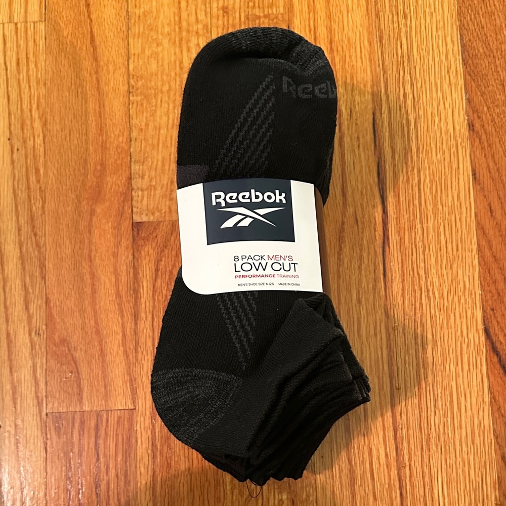 Reebok Men's Athletic Low Cut Socks - Black and Gray